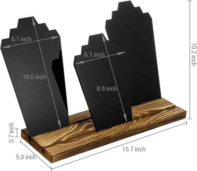 Black Acrylic Multi Necklace Holder w/ Burnt Solid Wood Base, Jewelry Stand-MyGift