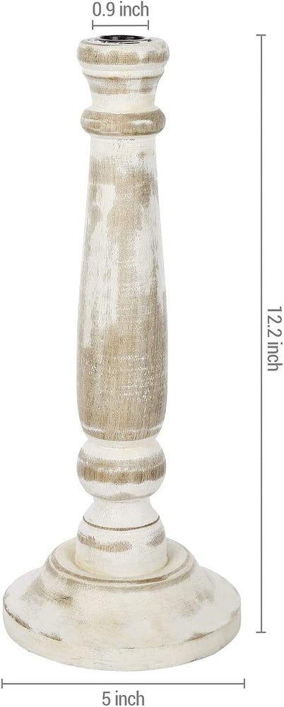 Set of 2, Wood Taper Candle Holder with Roman Column Shape-MyGift