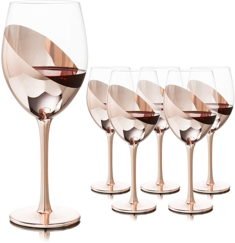 Tilted Copper Stemless Wine Glasses Tumbler Drinking Set, Wine