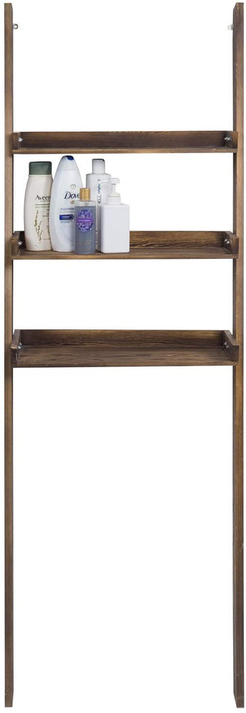 White/Bamboo 3-Tier Bath Leaning Ladder Shelf