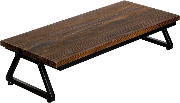 Brown Wood and Black Metal Desk Storage Organizer Display, Desktop Computer Monitor Riser-MyGift