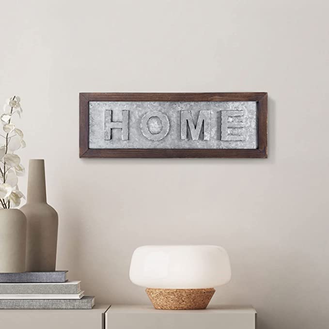 Wood Decorative Sign with Raised Home Letters Design, Rustic Home Sign Wall Décor-MyGift