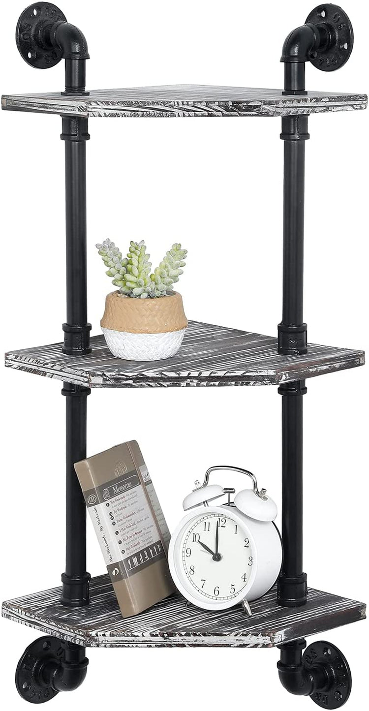 Black Industrial 3-Tier Wall Shelf