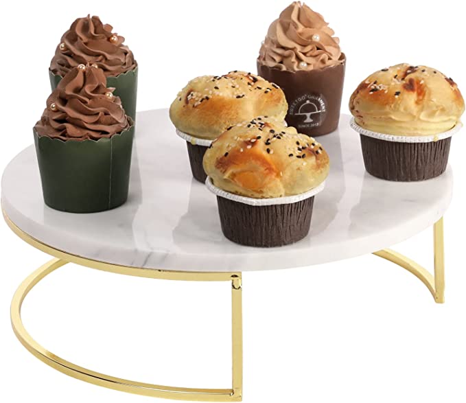 11 Inch Cake Stand Dessert Pedestal Riser, Marble Cupcake Stand-MyGift