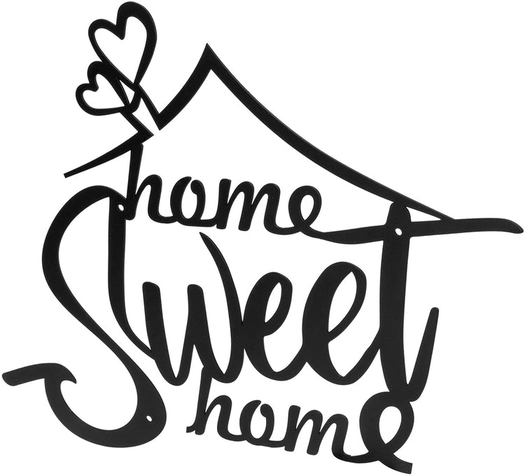 3-D Wall Art, Matte Black Home Sweet Home Metal Cutout Sign Wall Decor for Living Room, Kitchen, Family Room or Entryway-MyGift