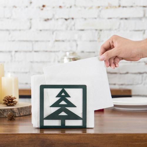 Christmas Tree-Design Metal Napkin Holder, Green - MyGift