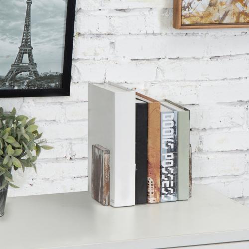 Square Torched Wood Bookends, Set of 2-MyGift