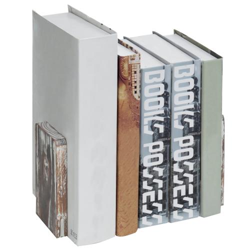 Square Torched Wood Bookends, Set of 2-MyGift