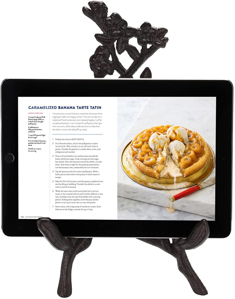 Flower and Branch Design Cast Iron Kitchen Cookbook Stand, Recipe Holder-MyGift