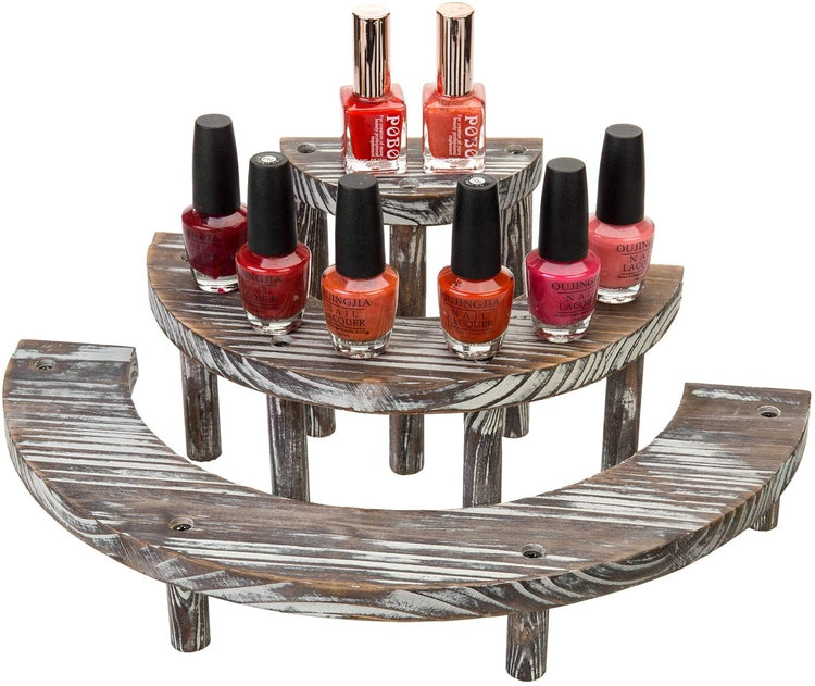 3 Tier Rustic Torched Wood Semicircle Cupcake Stand Display Risers – MyGift
