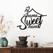3-D Wall Art, Matte Black Home Sweet Home Metal Cutout Sign Wall Decor for Living Room, Kitchen, Family Room or Entryway-MyGift