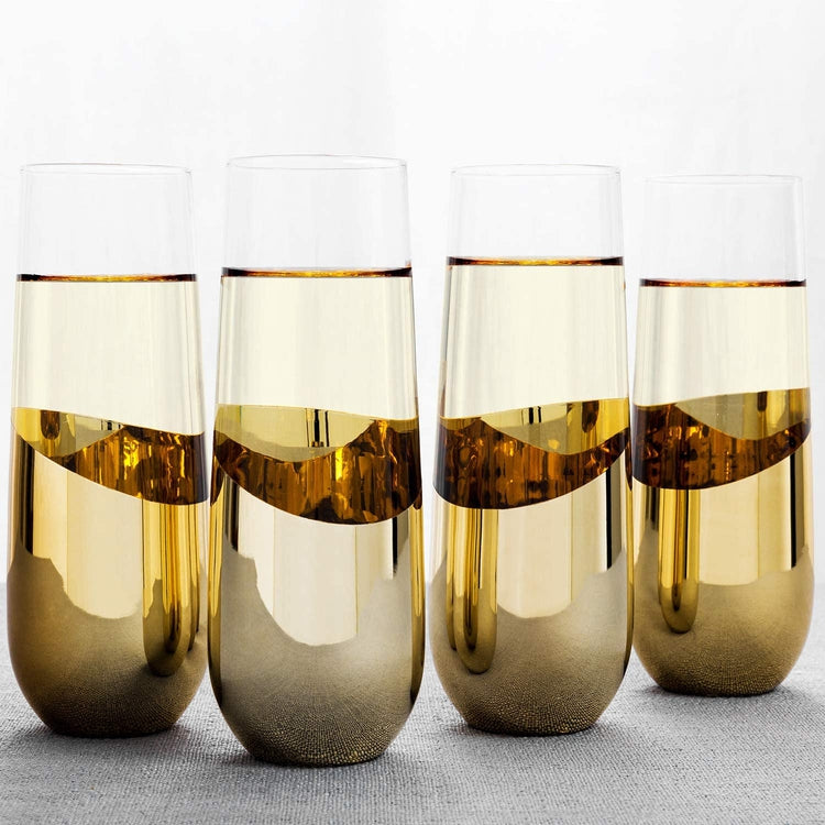 10 oz Brass-Plated Sparkling Wine Glass Modern Stemless Champagne Flut –  MyGift