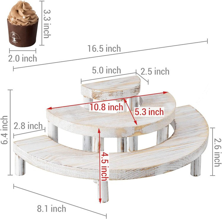 3 Tier White Wood Cupcake Stand, Dessert and Appetizers Stand, 3-Piece Set-MyGift