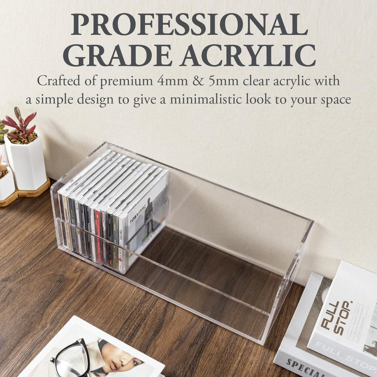 Clear Acrylic Stackable CD Holder Rack with Cutout Carrying