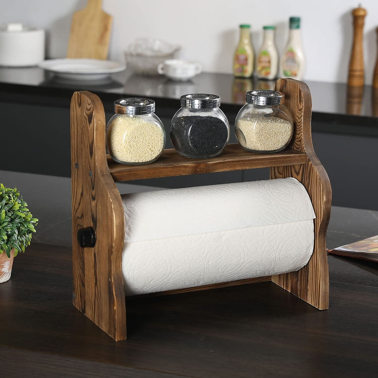Paper Towel Holder Shelf Wall Solid Wood Early American Apron 