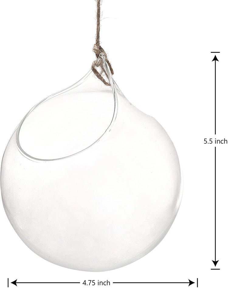 Set of 2, Decorative Clear Glass Globe, Hanging Air Plant Terrarium Planter, Candle Holders-MyGift