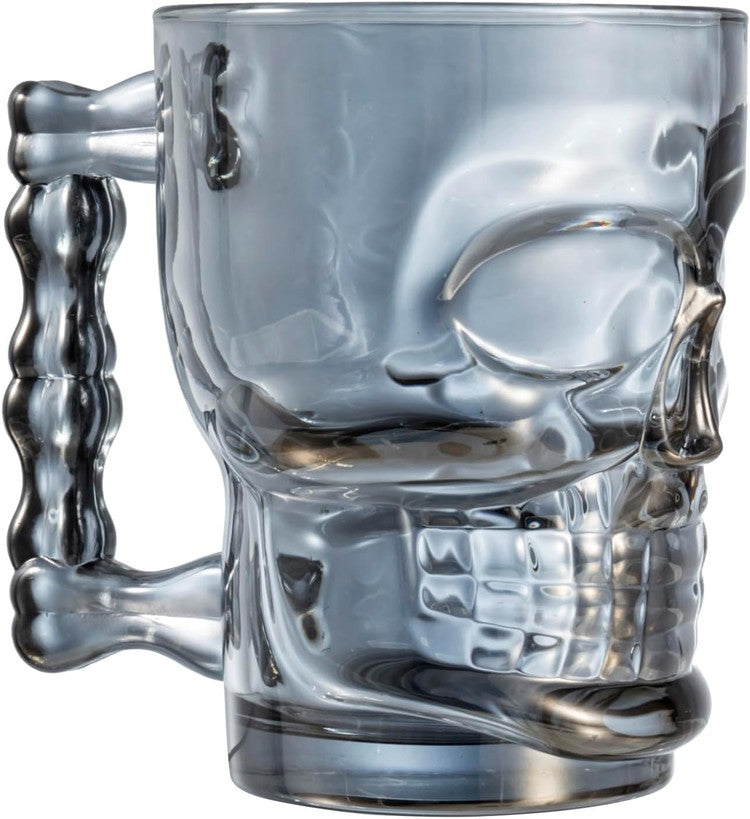 Translucent Smokey Glass Skull Beer Mugs, Halloween Drinking Glasses w –  MyGift