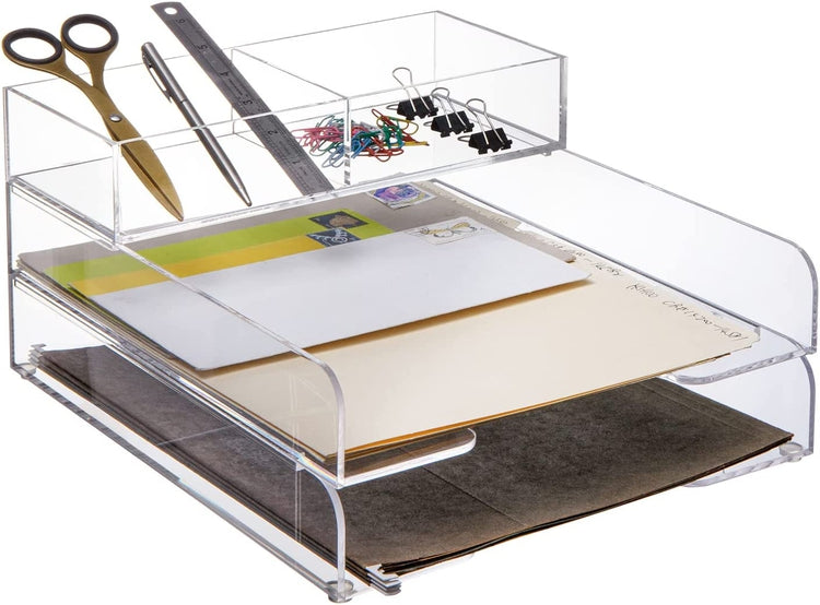 Acrylic Stacking Document Holder, Desktop File Folder Storage, Set of 2-MyGift