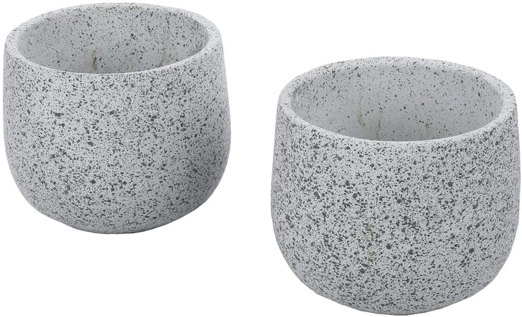 Set of 2, 5-Inch Round Concrete Small Plant Pot with Black Speckled Design, Decorative Cactus Succulent Planters-MyGift