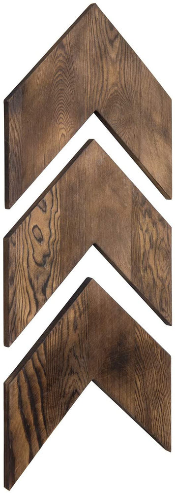 Set of 3 Decorative Wall-Mounted Rustic Dark Brown Wood Chevrons-MyGift