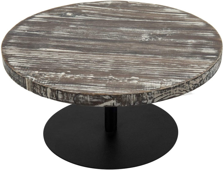 12-Inch Round Torched Wood and Black Metal Server Dessert, Cake Stand-MyGift