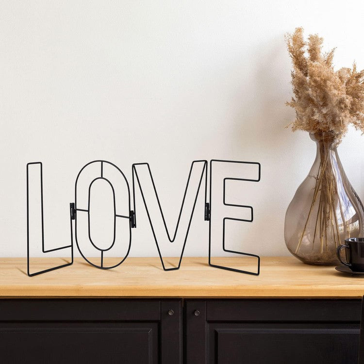 LOVE Modern Black Wire Sign, Tabletop Folding Love Letter Word Home Décor-MyGift