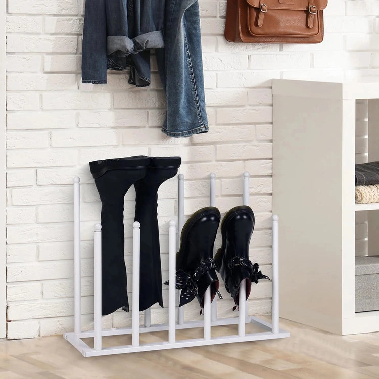 White Metal Free Standing Boot Shoe Rack Organizer, Tall Boot Shaper Storage Stand, Holds up 6 Pairs of Tall Boots-MyGift
