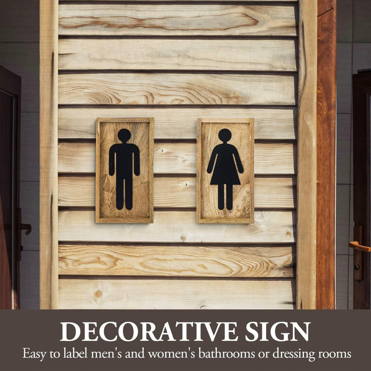 Decorative Bathroom Mens Womens Hanging Signs, Black Metal Cutout Male Female Symbol, 2 Piece Set-MyGift