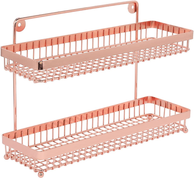Tiered Copper Tone Metal Wall Mounted or Countertop Kitchen Spice Rack Storage Shelves-MyGift
