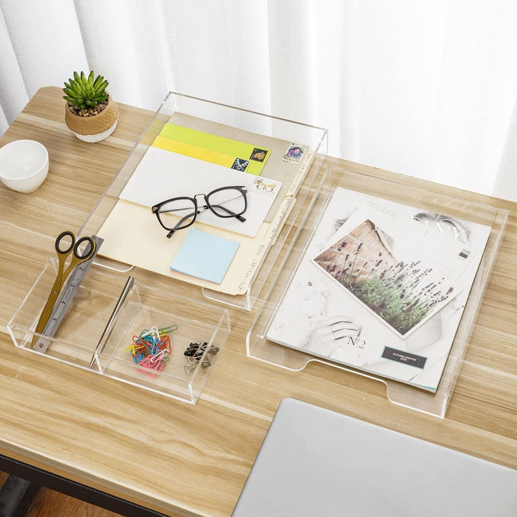 Acrylic Stacking Document Holder, Desktop File Folder Storage, Set of 2-MyGift