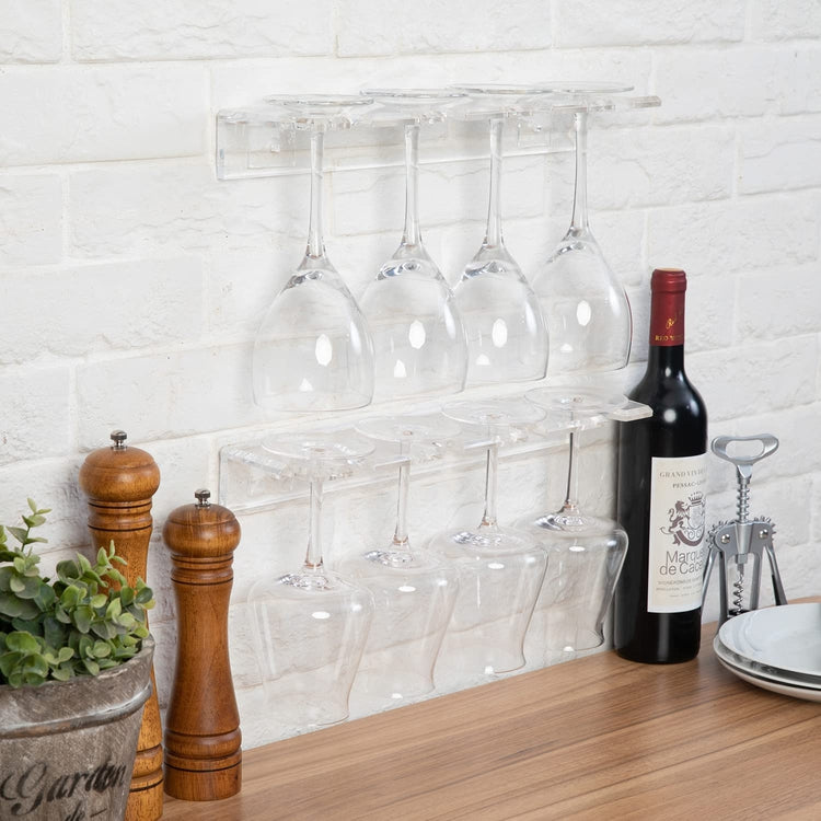 4/8 Slots Wine Glass Rack Holder Storage Drying Rack Hanger Hanging Bar US