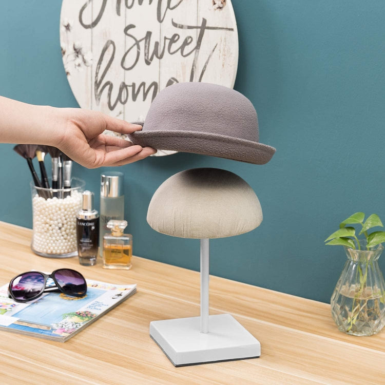 White Metal Adjustable Hat & Wig Tabletop Display Stand-MyGift