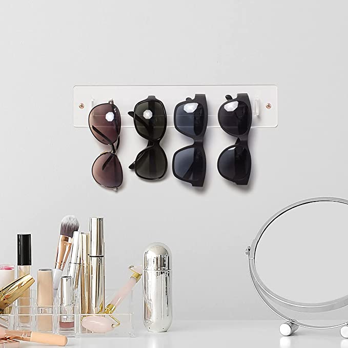 Wall Mounted Premium Clear Acrylic Sunglasses and Eye Glasses Hanger Rack, Set of 3-MyGift