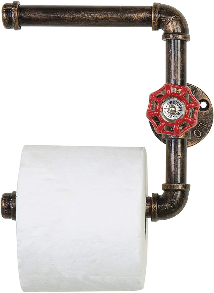 Bronze Wall Mounted Industrial Pipe Faucet Design Dual Toilet Paper Roll Holder-MyGift