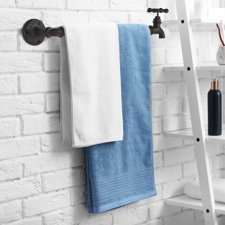 Wall Mounted Cast Iron Hand Towel Bar with Industrial Pipe and Antique Faucet Spigot Design-MyGift