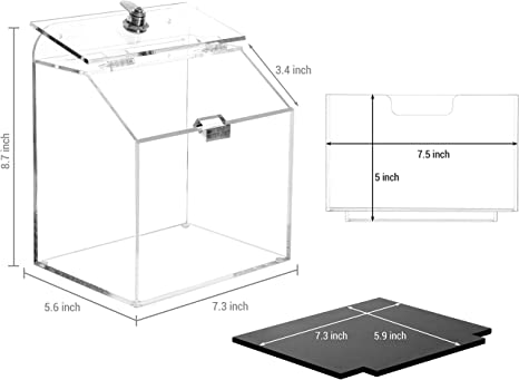 Clear Acrylic Countertop/Wall Mounted Tip Box with Lock, Key, Removable Sign Holder and Chalkboard Sign-MyGift