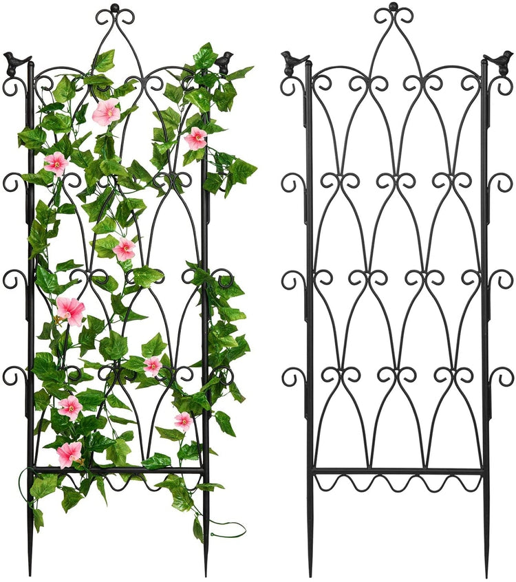 Set of 2, Large Metal Trellis Garden Decor, Outdoor Plant Climbing Support Stakes, 48 x 18 Inch-MyGift