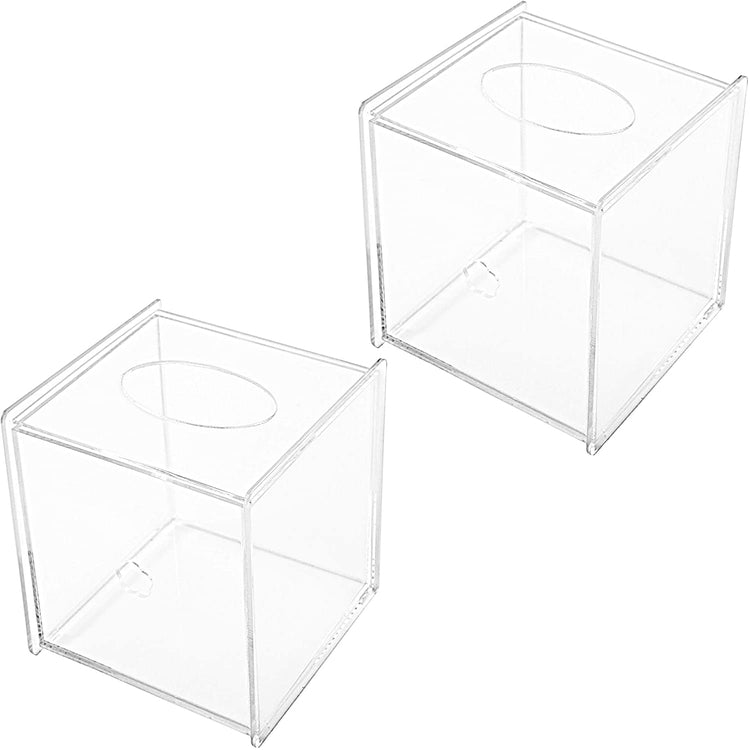 Set of 2, Clear Acrylic Square Tissue Box Covers-MyGift