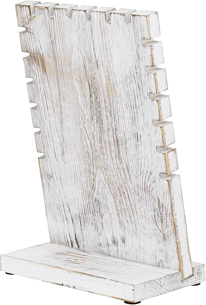 Whitewashed Wood Necklace Display with Black Padded Mat on Removable Board, Tabletop Bracelet Easel Rack, Set of 2-MyGift