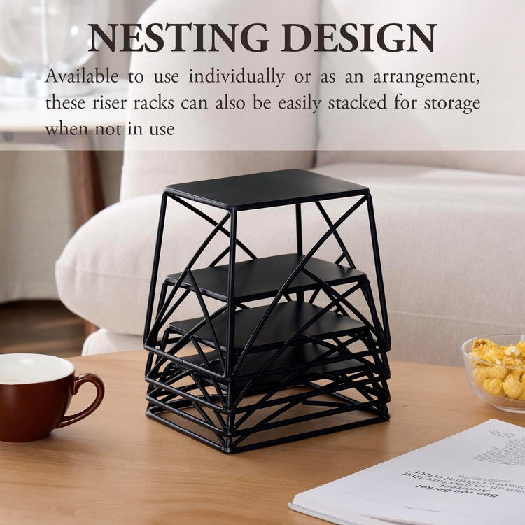Black Metal Tabletop Cupcake Risers, Dessert Serving Stands, 4 Piece Set-MyGift