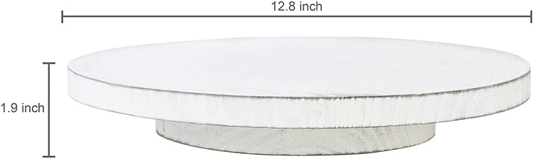 13-Inch Vintage White Wood Rotating Turntable, Lazy Susan Kitchen Accessory-MyGift