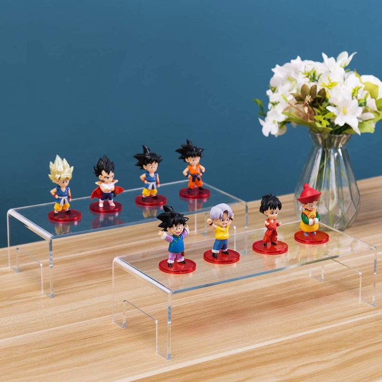 Set of 2 Clear Acrylic Display Riser Rack Stand for Collectible Figures, Retail Merchandise & Desserts-MyGift