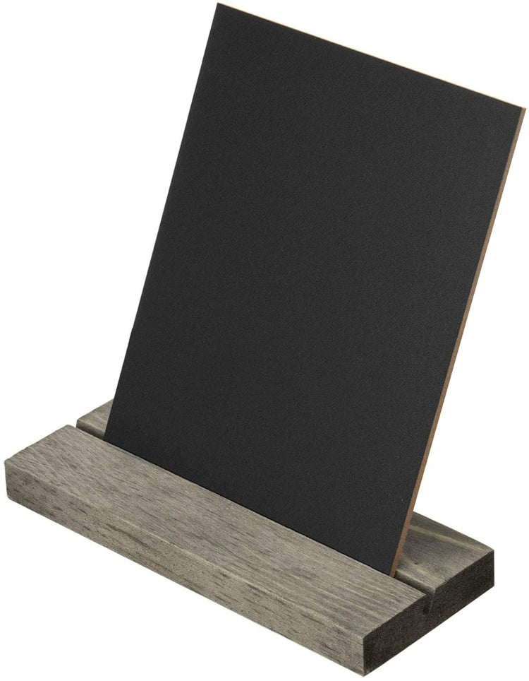 10 Pack of 5" x 6" Mini Chalkboard Signs with Vintage Wood Base Stands-MyGift