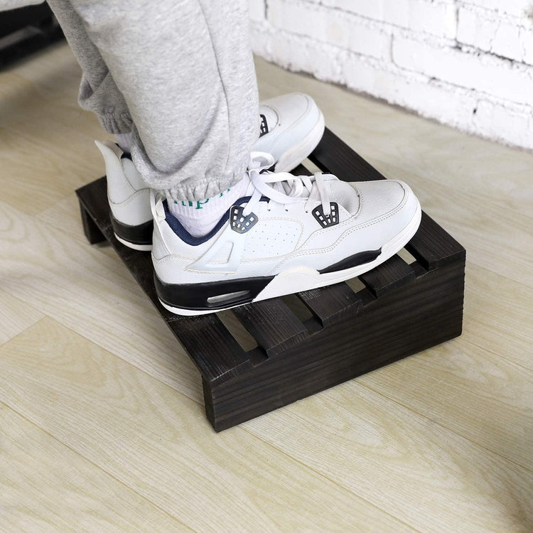 Black Wood Ergonomic Under-The-Desk Footrest-MyGift