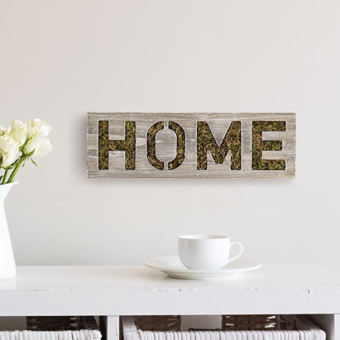Wall Mounted Letter Cutout Table Decoration for Living Room, Rustic Brown Whitewashed Wood Home Letter Sign-MyGift