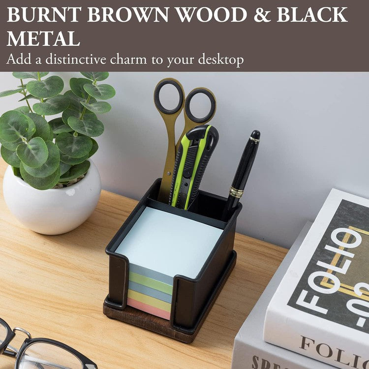 Industrial Matte Black Metal Office Stationery Organizer with Sticky N ...