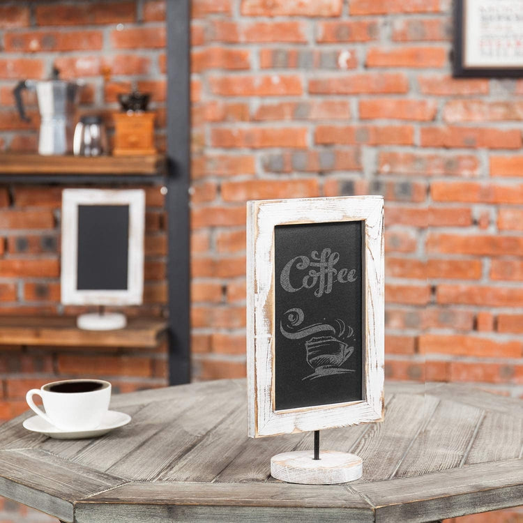 Set of 2 Rustic Wood Framed Tabletop Memo & Message Chalkboard, 12 Inch-MyGift