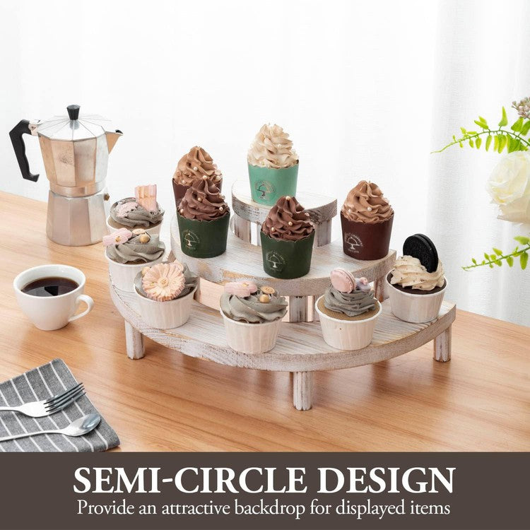 3 Tier White Wood Cupcake Stand, Dessert and Appetizers Stand, 3-Piece Set-MyGift