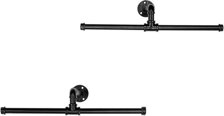 Set of 2, Wall-Mounted 20-Inch Metal Pipe T-Bar Garment Rods-MyGift