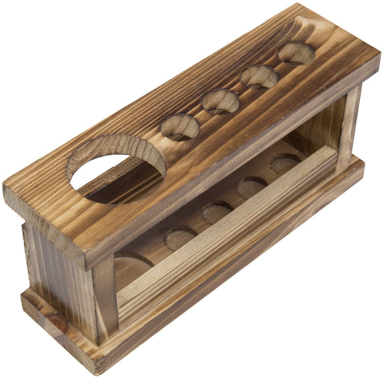 4-Slot Burnt Wood Wall Mounted Toothbrush and Toothpaste Holder Rack-MyGift